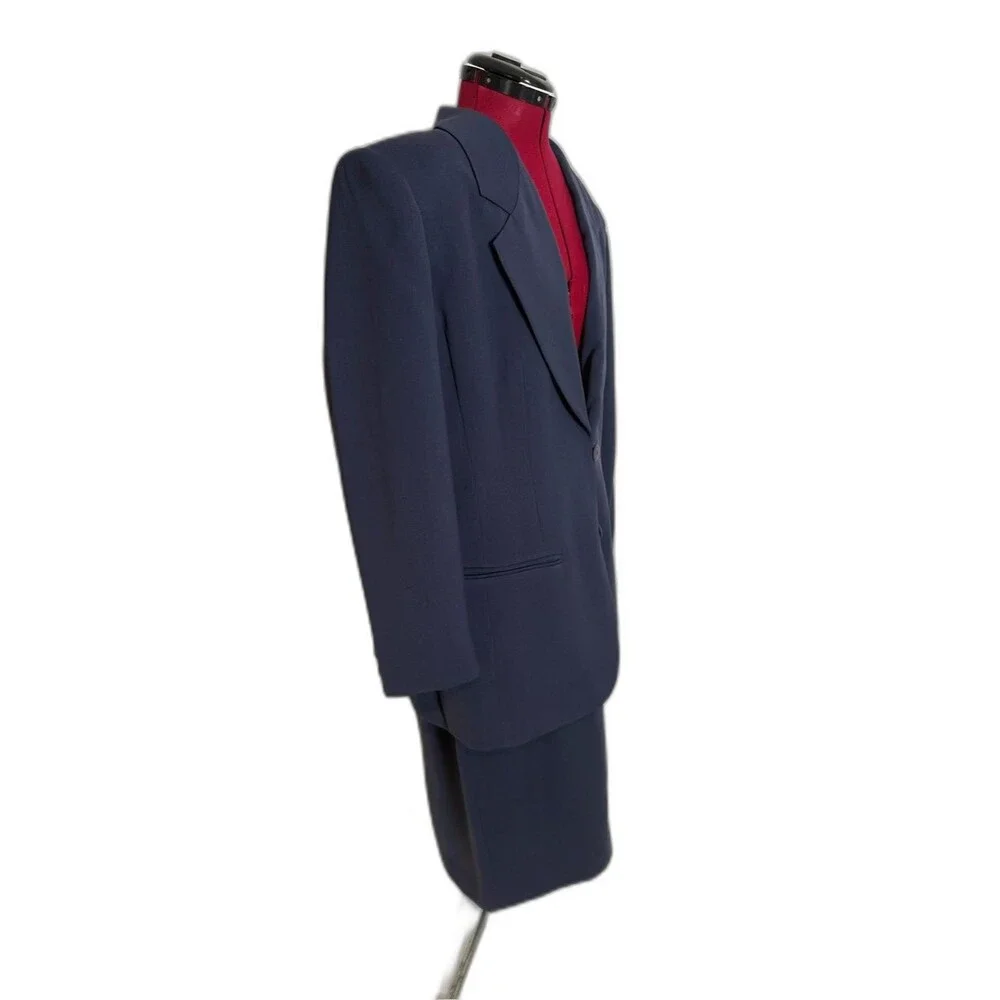 NWT Valerie Stevens Skirt Suit Size 16 Navy Blue 2-Piece Set Blazer & Skirt